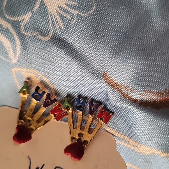 "Mary" heart gold tone letter earrings - Picture 2 of 3